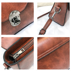 Vintage Casual Women Small Flap Leather Handbag