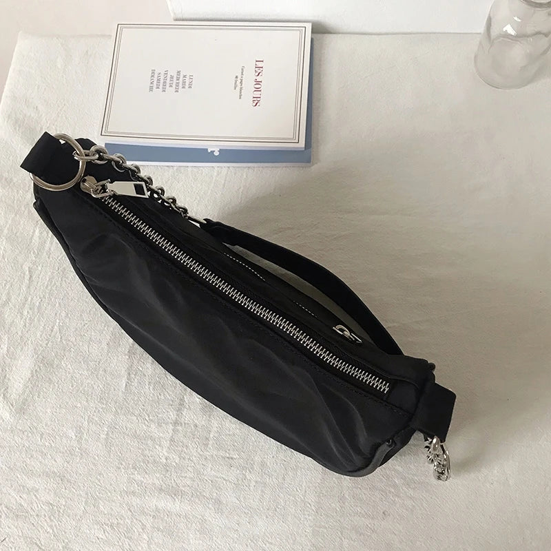 Vintage Nylon Chain Shoulder Hobo Bags For Crossbody Messenger Lady