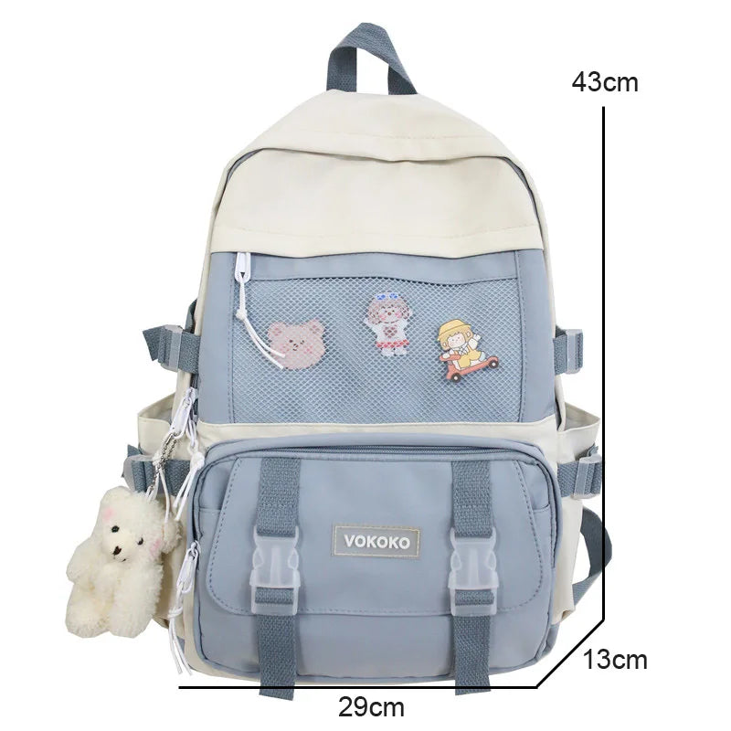Waterproof Nylon School Backpack for Teenage Girls Large Capacity Bagpack