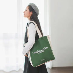London Letters Print Canvas Bag Large Tote For Girls
