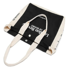 London Letters Print Canvas Bag Large Tote For Girls