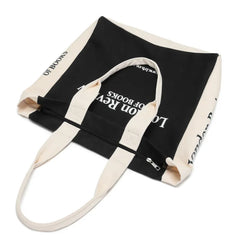 London Letters Print Canvas Bag Large Tote For Girls