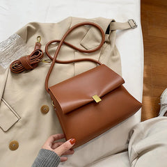Leather Shoulder Bags Soft Flap Crossbody Handbags