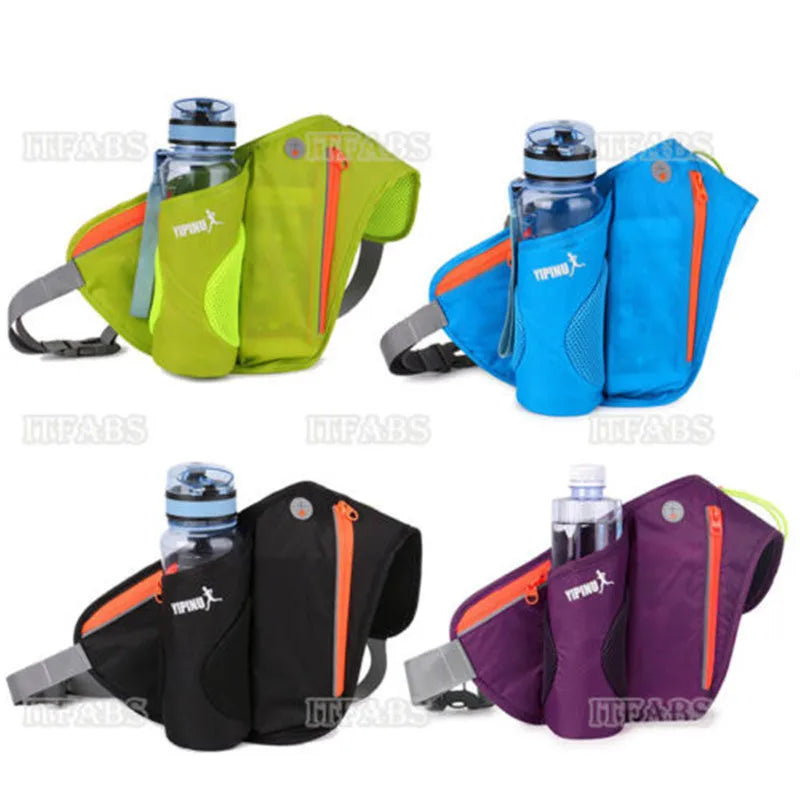Unisex Waist Belt Bag Pockets Running Bottle Phone Key Holder