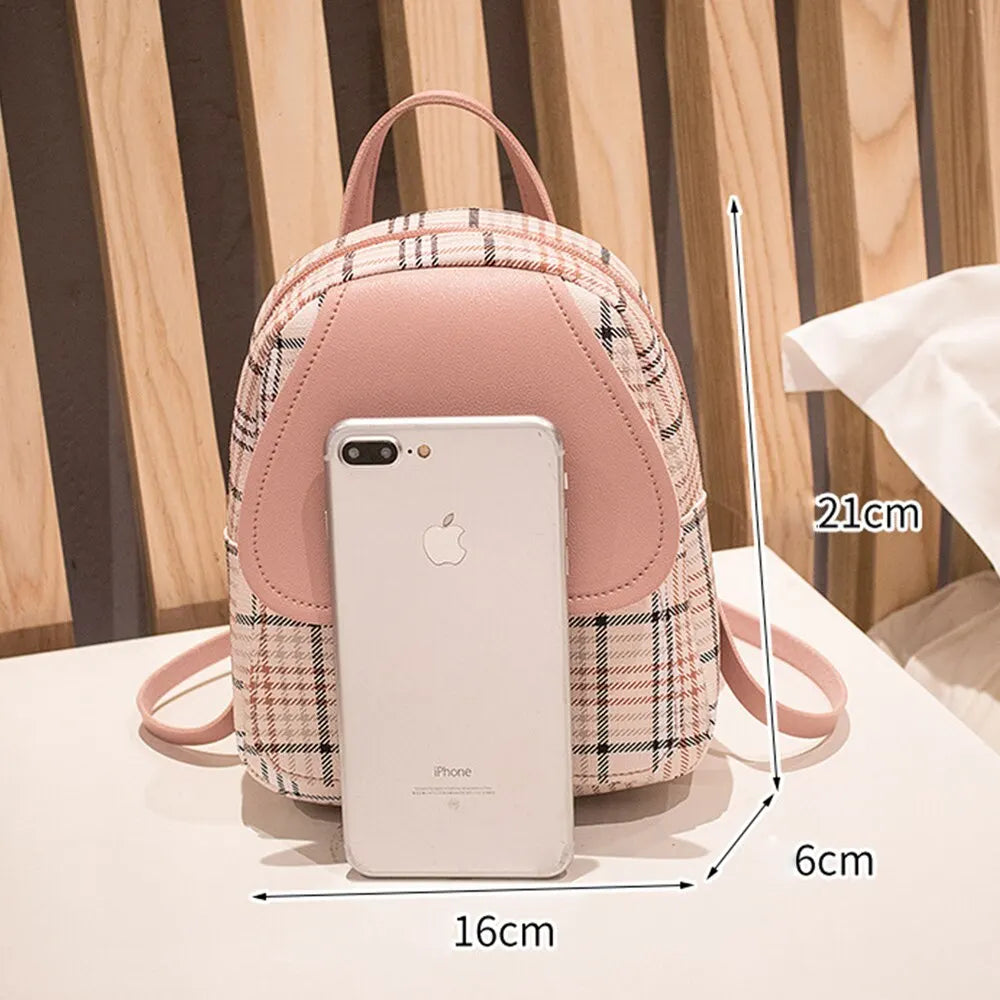 Plaid Mini Backpack Crossbody Bag for Teen Girls Shoulder Phone Purse