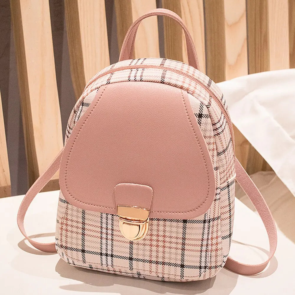 Plaid Mini Backpack Crossbody Bag for Teen Girls Shoulder Phone Purse