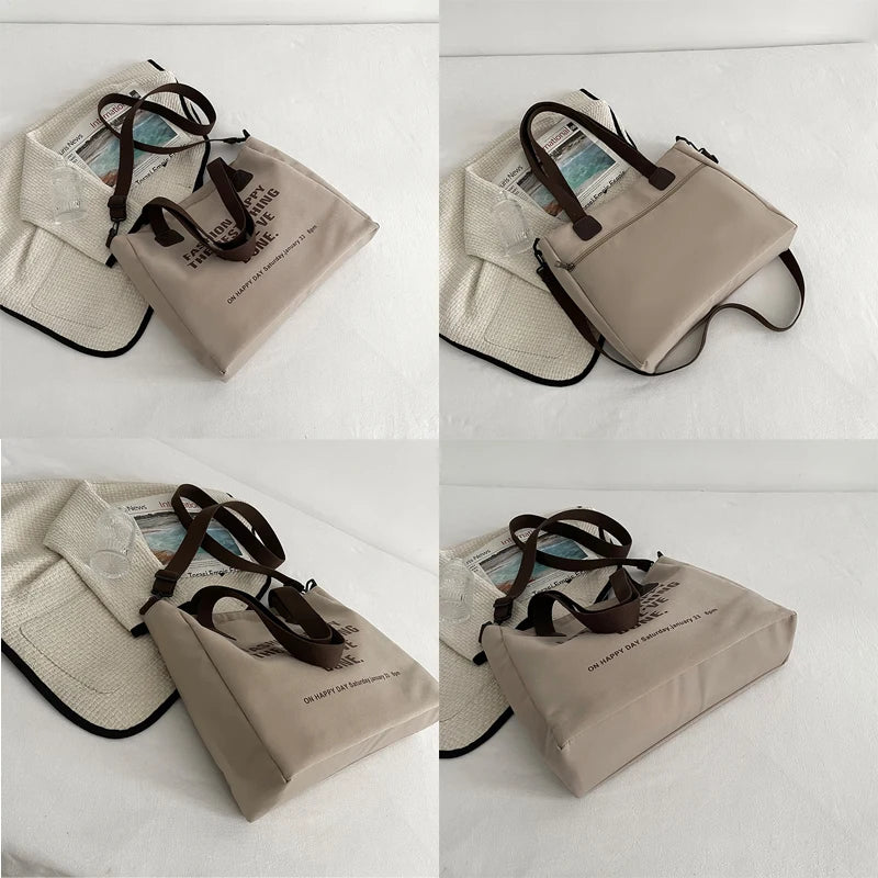 Nylon Shopping Shoulder Bag Large Capacity Handbag Tote For Girls