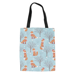 Fox Print Shoulder Canvas Bag for Women Travel Storage Pouch Daily Use