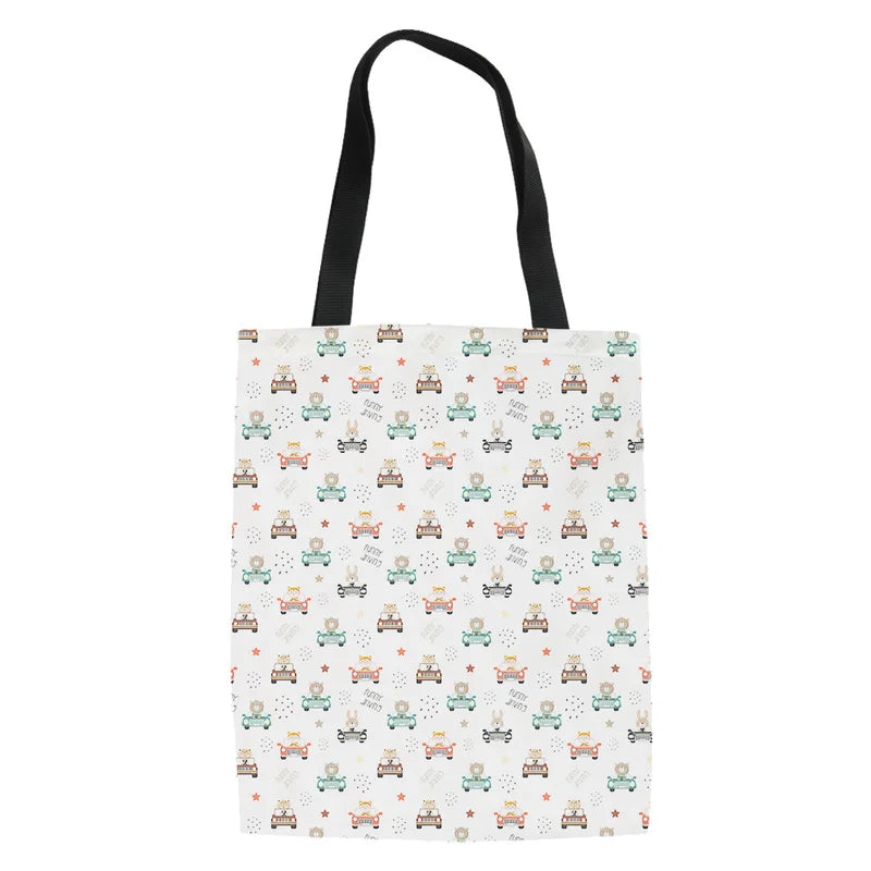 Fox Print Shoulder Canvas Bag for Women Travel Storage Pouch Daily Use