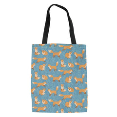 Fox Print Shoulder Canvas Bag for Women Travel Storage Pouch Daily Use