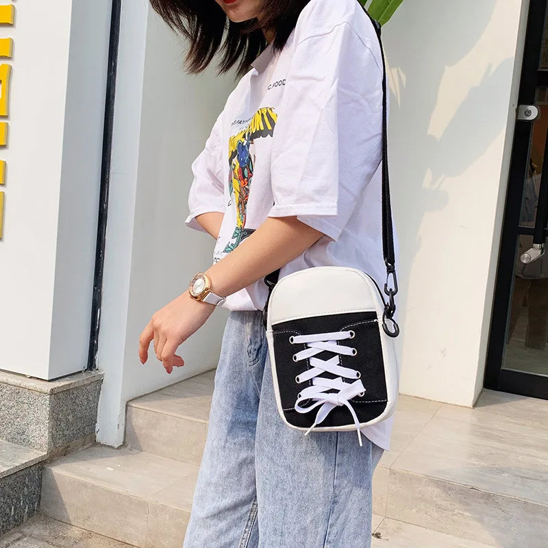 Women's Canvas Messenger Bag Funny Sneaker Shape Shoulder Bag