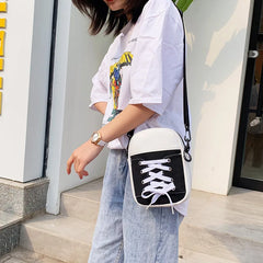 Women's Canvas Messenger Bag Funny Sneaker Shape Shoulder Bag