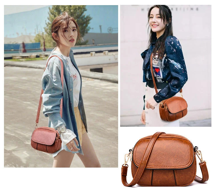 Women's Leather Clutch Bag Patchwork Crossbody Messenger Shoulder Bag