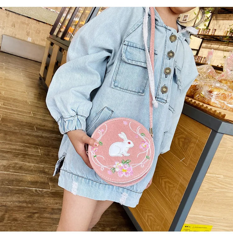 Chinese Style Ribbit Floral Embroidery Cross-Body Pack Women