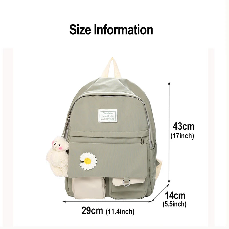 Preppy Women Backpack Waterproof Nylon Candy Colors Backpacks