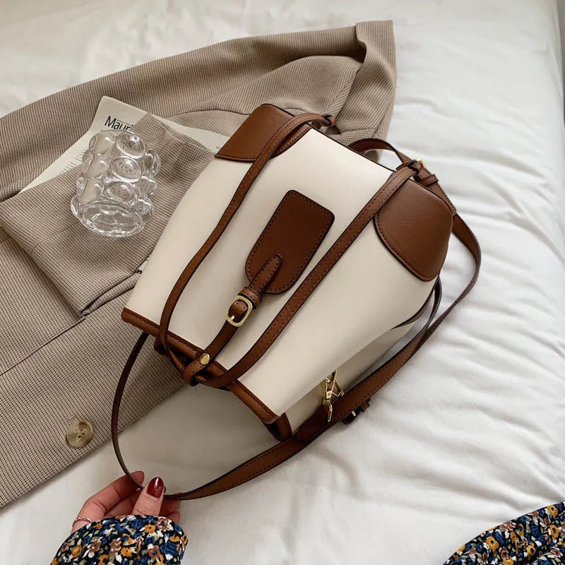 Soft PU Bucket Bag Shoulder Handbag