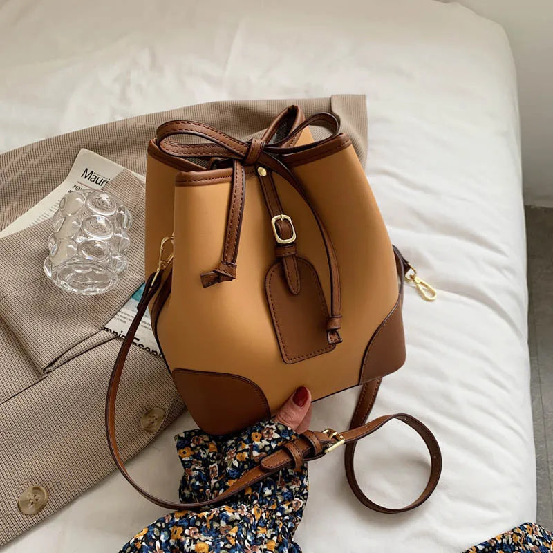 Soft PU Bucket Bag Shoulder Handbag
