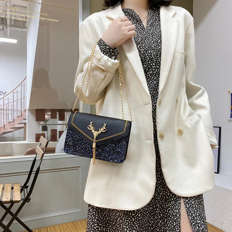 Christmas Style Reindeer Women Handbag Clutch Shoulder Wedding Crossbody Bag