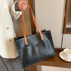 Retro Crocodile Pattern Large Tote Bag Women Shoulder PU Leather Purses