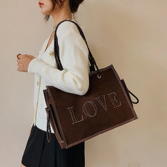Retro Frosting Handbags for Women Tote Big Bags Casual Large Capacity Shoulder P