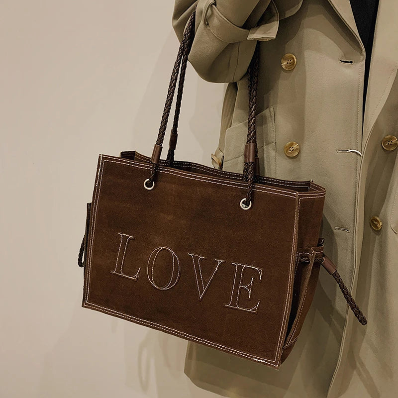 Retro Frosting Handbags for Women Tote Big Bags Casual Large Capacity Shoulder P
