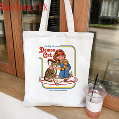 Satan Shopping Bag Graphic Tote Harajuku Shopper Bag Women