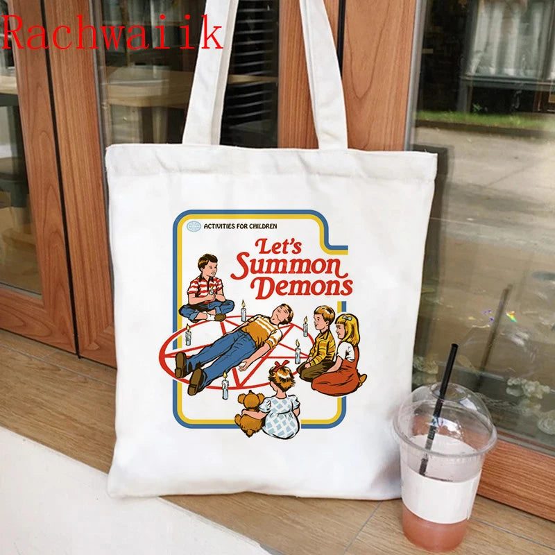 Satan Shopping Bag Graphic Tote Harajuku Shopper Bag Women