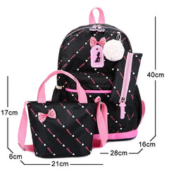 Girl's School Bag Backpack Set - Print Casual Female Bag