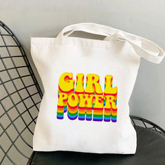 GIRL POWER Printed Tote Bag - Harajuku Shopper Handbag