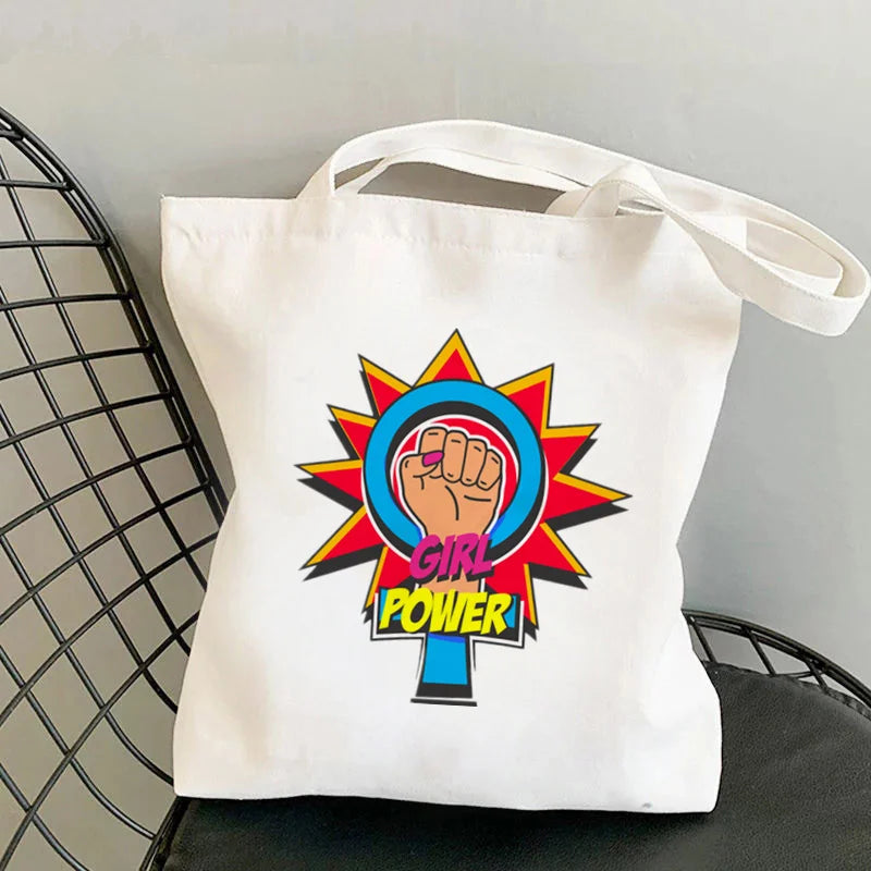 GIRL POWER Printed Tote Bag - Harajuku Shopper Handbag