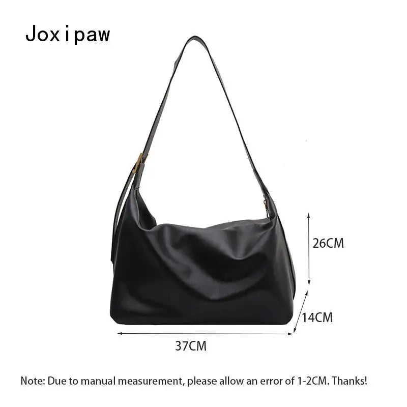 Vintage PU Leather Shoulder Bag for Women Large Tote Handbag