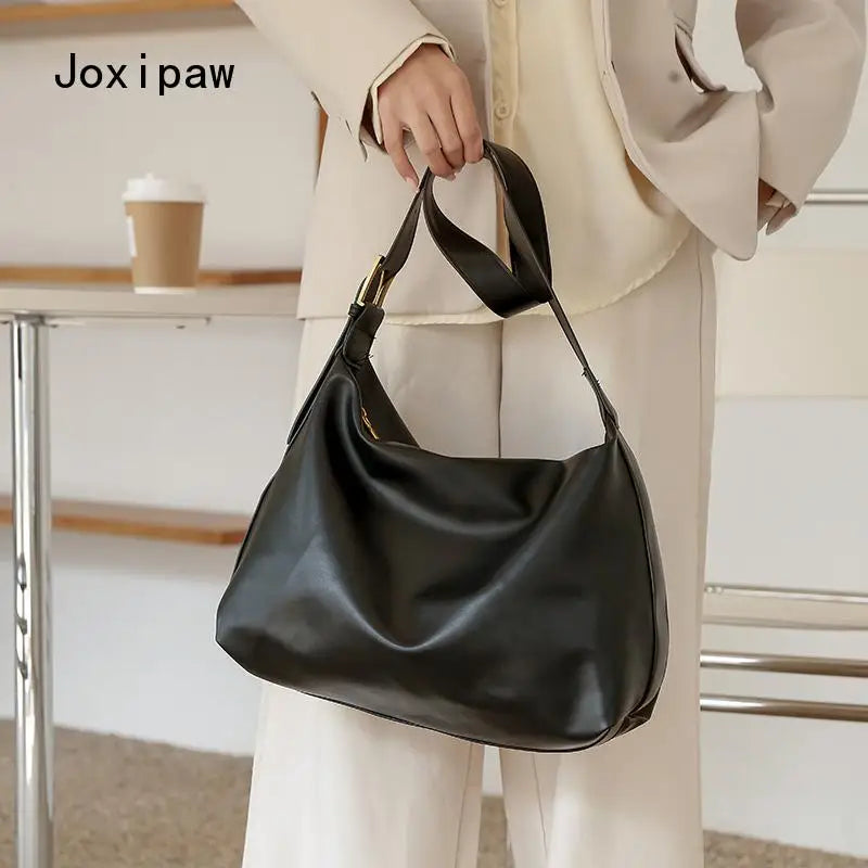 Vintage PU Leather Shoulder Bag for Women Large Tote Handbag