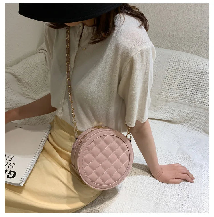 Spring Retro Messenger Bag Women PU Small Round Bag Women