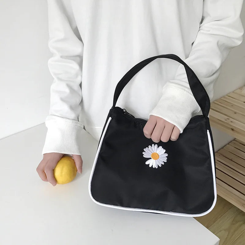 Spring Women Small Handbag Bag Daisy Embroidery Tote Underarm Shoulder Bag
