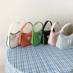 Spring Women Small Handbag Bag Daisy Embroidery Tote Underarm Shoulder Bag