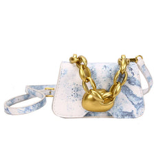 One-Shoulder Mini Square Bag with Solid Color Chain