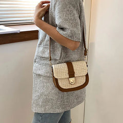 Summer Straw Small Handbags For Women High Female Shoulder Bag Ladies Saddle Bag