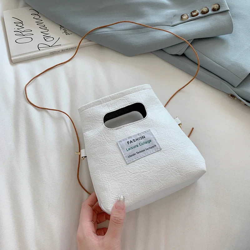 Summer Bucket Letter Crossbody Bag Paper PU Handbag Purse Tote