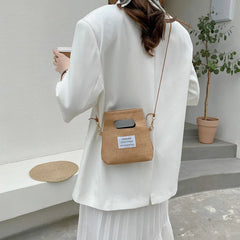 Summer Bucket Letter Crossbody Bag Paper PU Handbag Purse Tote