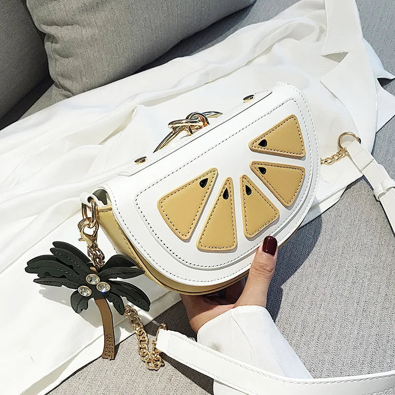 Summer Fruit Ring Handbag Women PU Chain Shoulder Bag