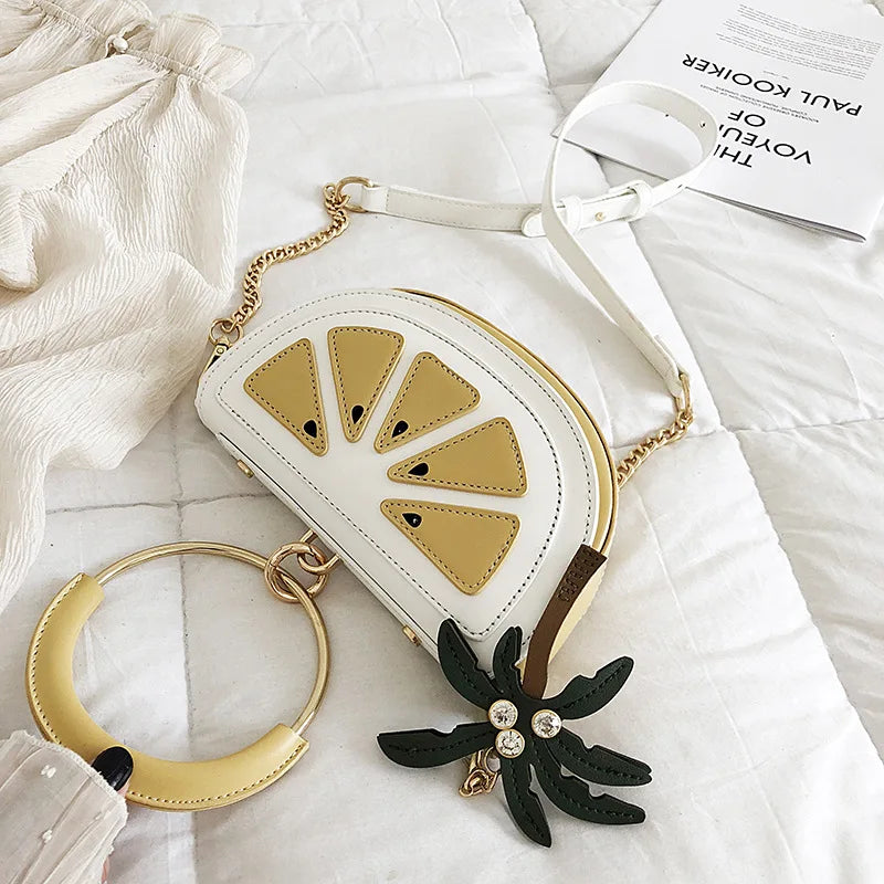 Summer Fruit Ring Handbag Women PU Chain Shoulder Bag