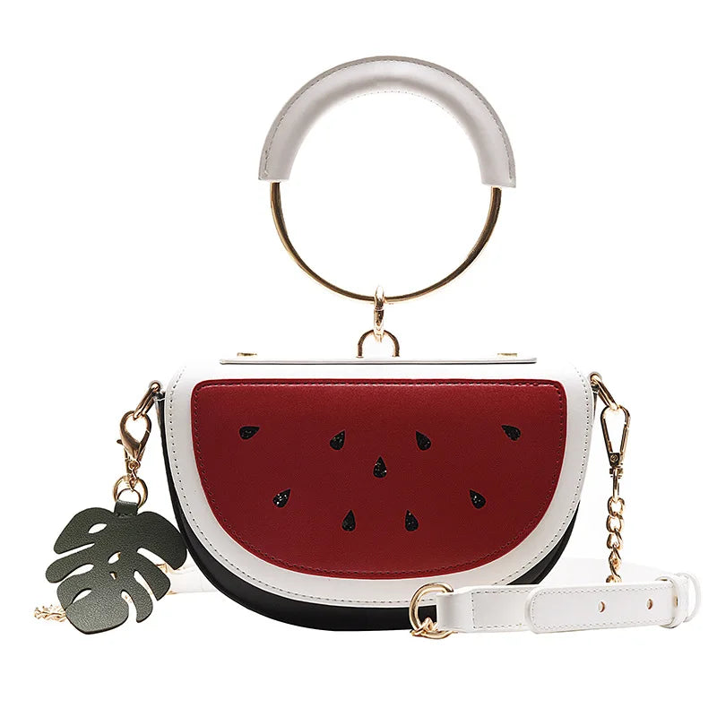 Summer Fruit Ring Handbag Women PU Chain Shoulder Bag
