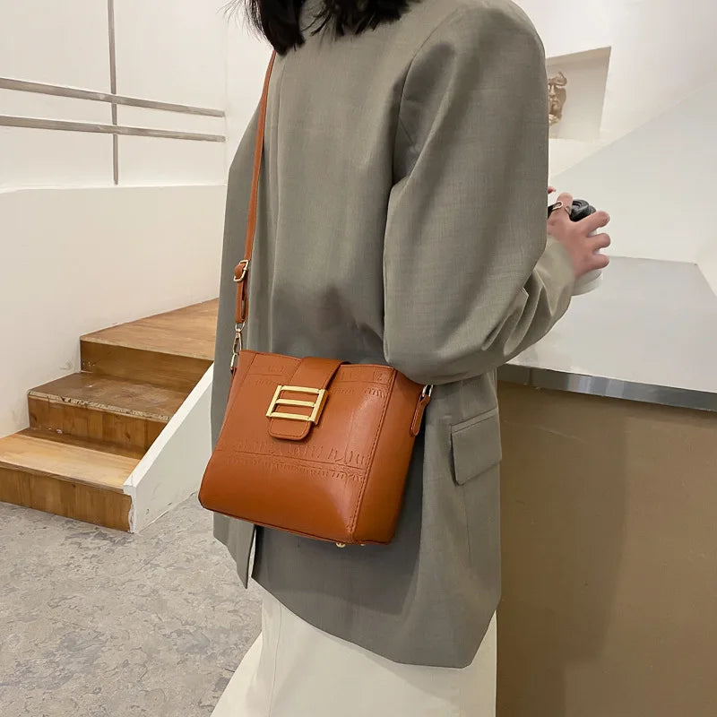 Summer Women's Bucket Bag Solid Shoulder Bag Ladies Handbag Diagonal