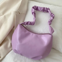 Summer Pleated Handbags for Women PU Cloud Bags Leisure Armpit Bag