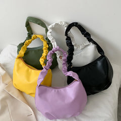 Summer Pleated Handbags for Women PU Cloud Bags Leisure Armpit Bag