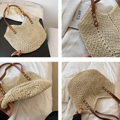 Summer Straw Beach Tote Bag Hand-woven Women Shopper Travel Shopper