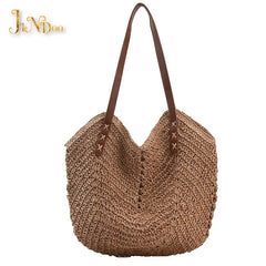 Summer Straw Beach Tote Bag Hand-woven Women Shopper Travel Shopper