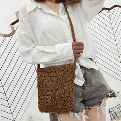Summer Straw Crossbody Bags Women Crochet Braided Shoulder Bag Rattan Beach Bag