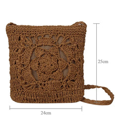 Summer Straw Crossbody Bags Women Crochet Braided Shoulder Bag Rattan Beach Bag