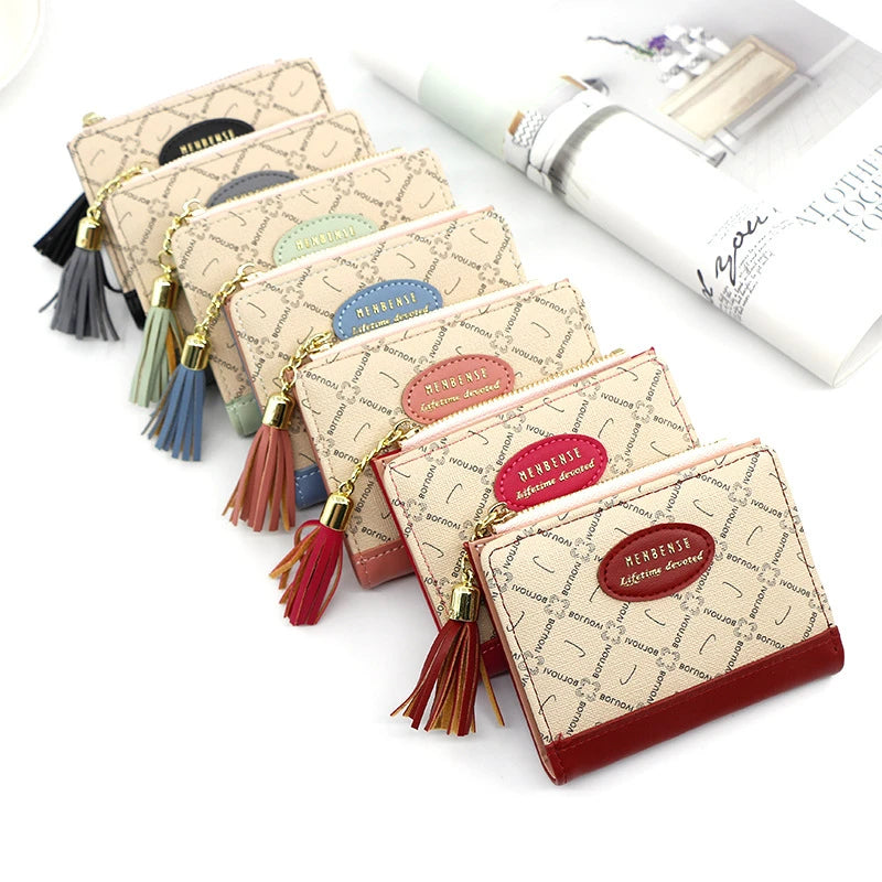 Tassel Women Wallet Small Leather Zipper Purse Portefeuille Female Clutch